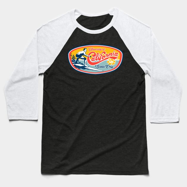 UC Santa Cruz UCSC Classic Surfer Design Baseball T-Shirt by Vector Deluxe